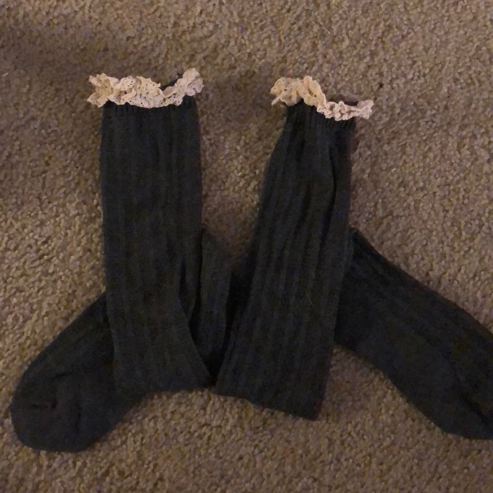 Tall grey boot socks